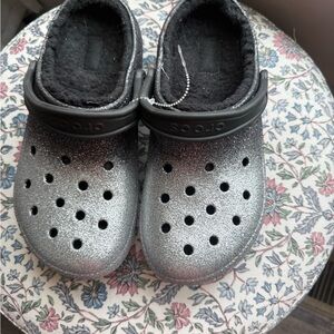 CROCS Women's Silver Glitter Flats